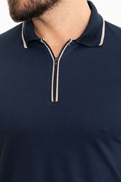 Mcr Plain Slim Fit Zippered Polo Neck Men's T-Shirt Navy Blue - 36808.24Y
