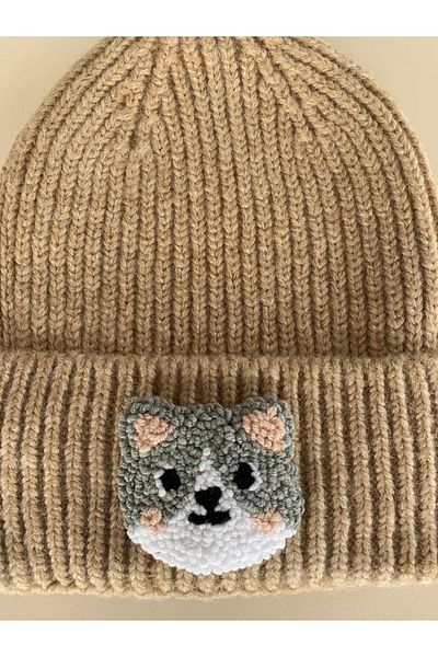 byebruketenci Beige Cat Beanie Punch Hat - Christmas Gift