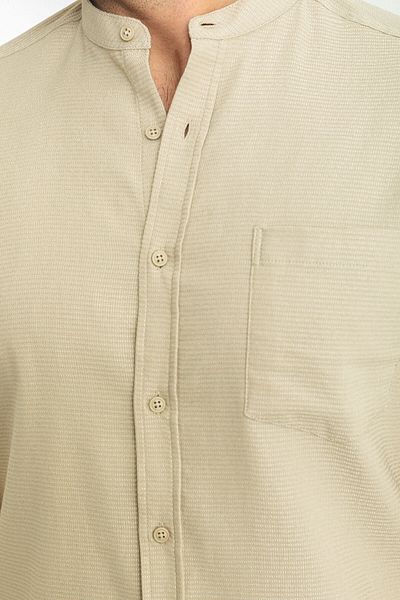 Mcr Patterned Slim Fit Judge Collar Short Sleeve Cotton Men's Shirt Stone - 37748.23Y
