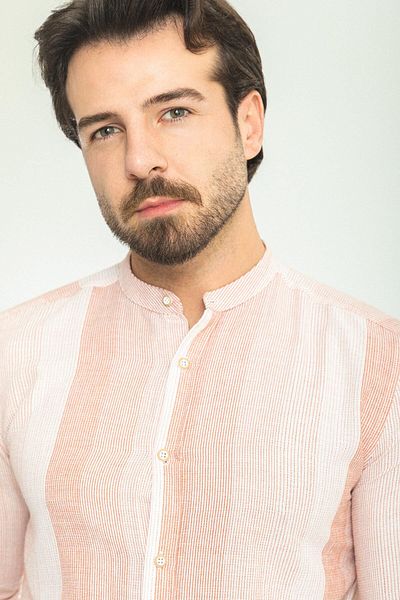 Mcr Patterned Slim Fit Judge Collar Long Sleeve Men's Shirt White-Tile - 37733.23Y
