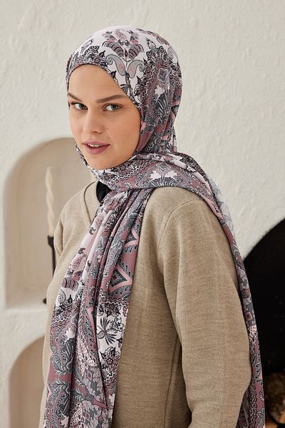 Modakaşmir Pleat Patterned Silky Shawl
