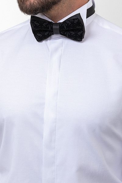 Mcr Plain White Color Slim Fit Satin Horse Collar Groom Suit Men's Shirt