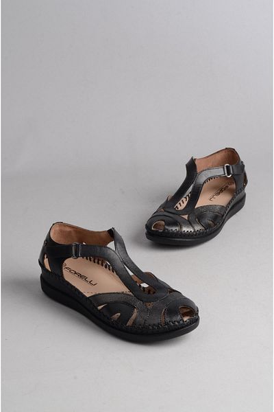 Forelli 22521 Sally Genuine Leather Orthopedic Women's Sandals Black