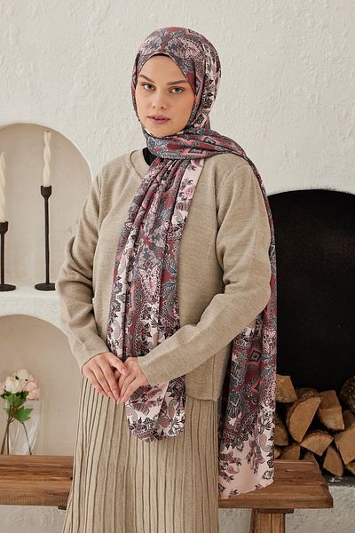 Modakaşmir Pleat Patterned Silky Shawl