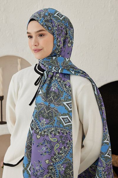 Modakaşmir Pleat Patterned Silky Shawl