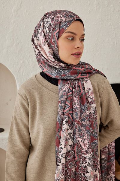 Modakaşmir Pleat Patterned Silky Shawl