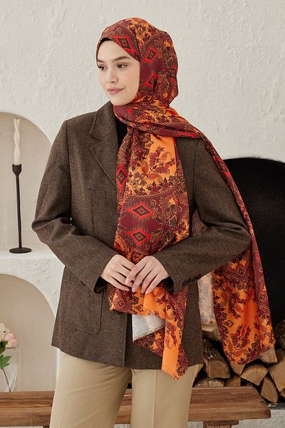 Modakaşmir Pleat Patterned Silky Shawl