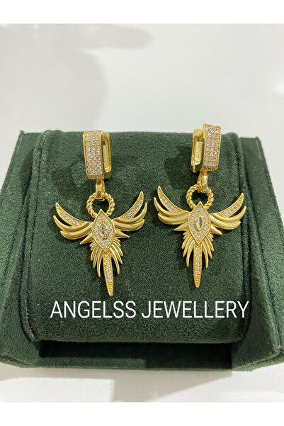 ANGELSS JEWELLERY أقراط فينيكس موديل ذهبي (أقراط فينيكس ذهبية مرصعة بأحجار ال...