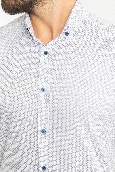 Mcr Ανδρικό πουκάμισο με μοτίβο λευκό χρώμα Slim Fit κοντομάνικο