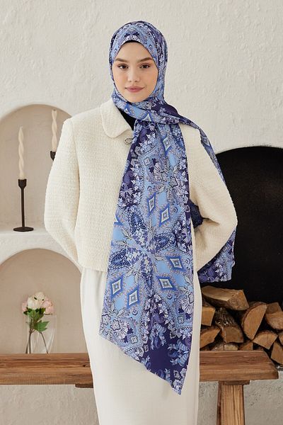 Modakaşmir Pleat Patterned Silky Shawl