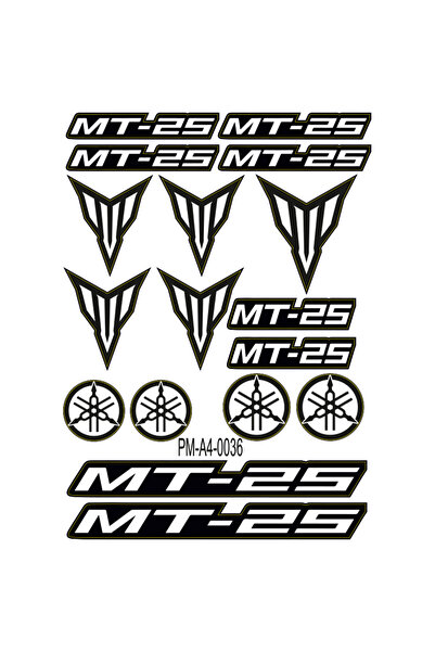 Genel Markalar MT-25 YAMAHA MT MOTOSİKLET STİCKER SETİ A4 EBATI ÇOKLU STİCKER 01