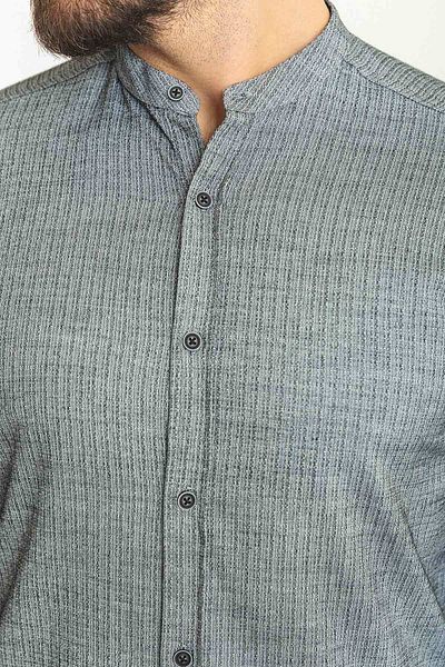 Mcr Striped Slim Fit Judge Collar Long Sleeve Cotton Men's Shirt Black - 37767.23Y