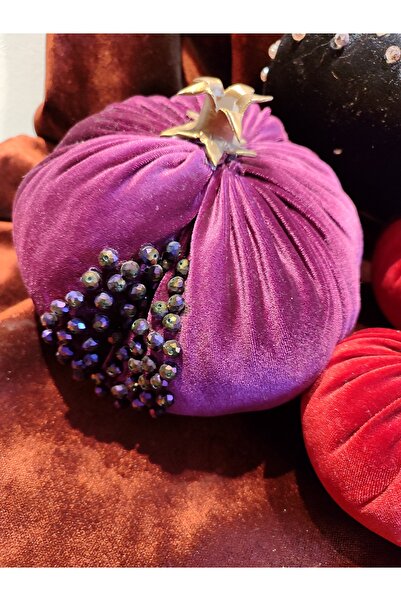 artsondekorasyon Lux Nar Kristal Taşlı Kadife Mini Dekoratif Yastıklar, Komodin Üzerine, Dresuar Üzerine