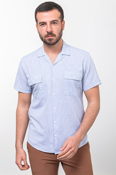 Mcr Чорно-біла сорочка Slim Fit з коміром-стійкою та короткими рукавами для ч...