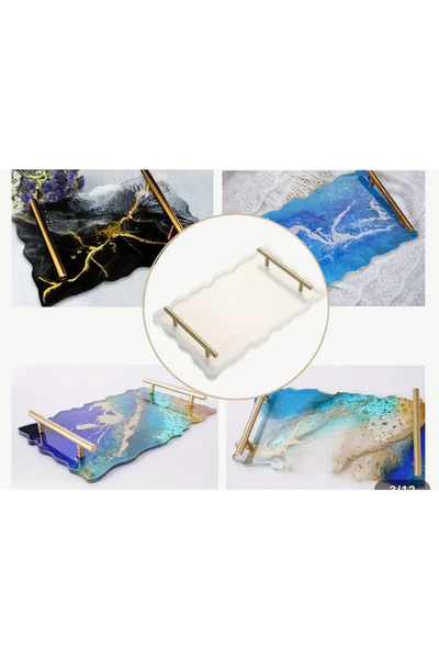 Şenhomee Epoksi Silikon Reçine dikdörtgen tepsi kalıbı dalgalı söz nişan sunu...