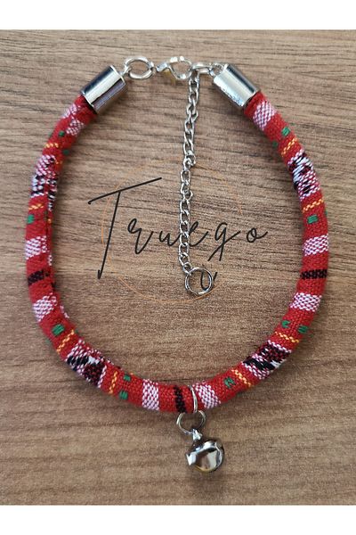 Truego Cat Dog Collar with Bell Bohemian Cat Necklace - Red