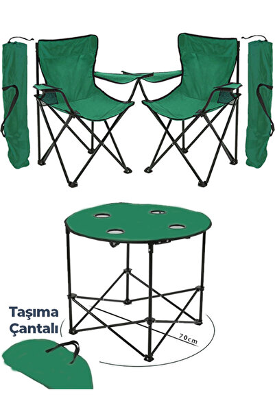 KS KampSeti Katlanır Kamp Sandalyesi ve Masa Seti Çantalı-Katlanabilir Kamp M...