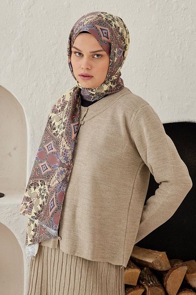 Modakaşmir Pleat Patterned Silky Shawl