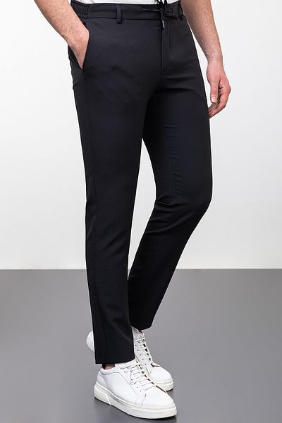 Mcr Straight Super Slim Fit Drawstring Men's Trousers Black - 38169.23Y