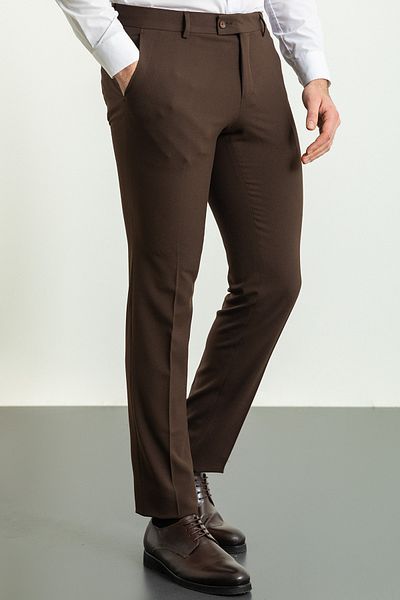 Mcr Straight Slim Fit Classic Men's Trousers Brown - 38144.23Y