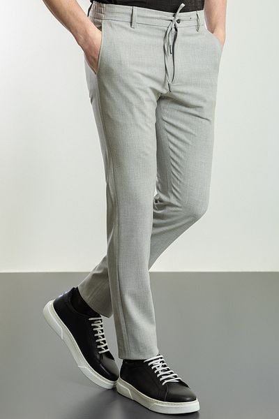 Mcr Straight Super Slim Fit Drawstring Men's Trousers Gray - 38145.23Y