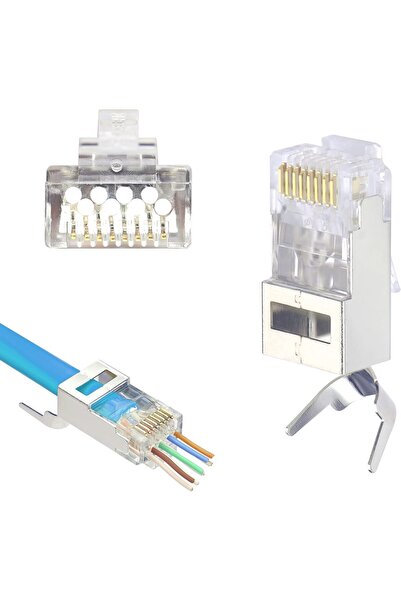 HQ SPEED Metal Rj45 Cat7 Ethernet Konnektör Jakları – 10'lu Paket, Yüksek Hız...