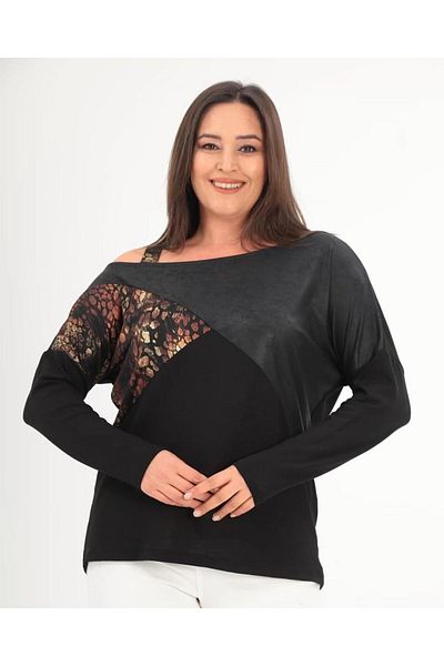 özle fashion Women's Shoulder Detailed Leopard Garnished Blouse
