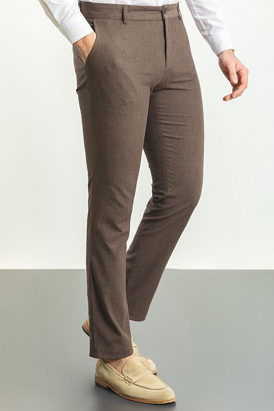 Mcr Patterned Slim Fit Linen Men's Trousers Brown - 38153.23Y
