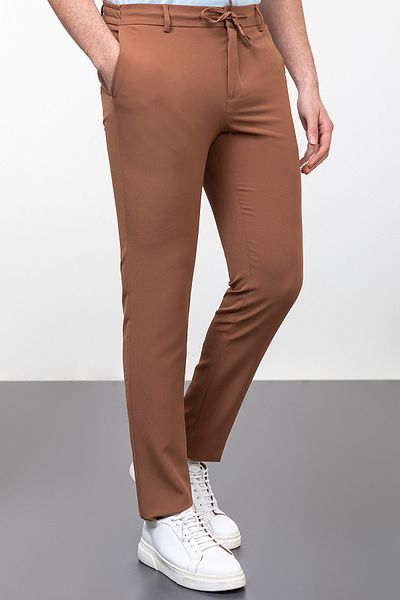 Mcr Straight Super Slim Fit Drawstring Men's Trousers Hazelnut - 38169.23Y