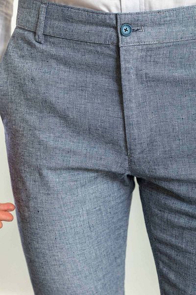 Mcr Patterned Super Slim Fit Linen Men's Trousers Navy Blue - 38157.23Y