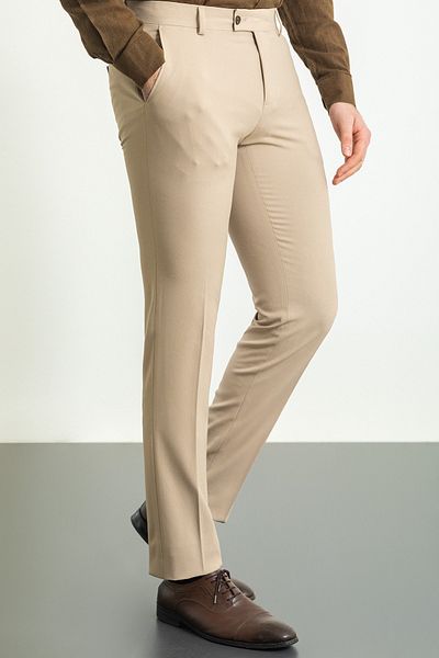Mcr Straight Slim Fit Classic Men's Trousers Beige - 38144.23Y