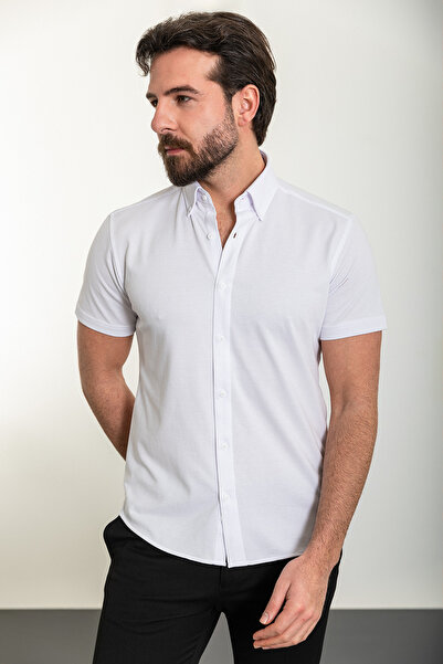 Mcr Ανδρικό πουκάμισο με κοντό μανίκι, λευκό - 37905.24Y