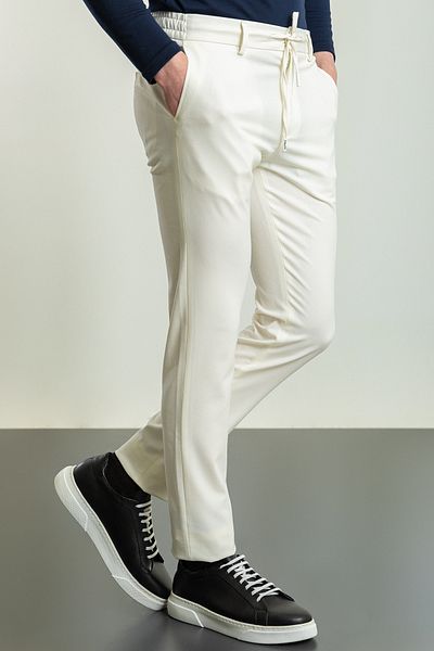 Mcr Plain White Color Super Slim Fit Stringed Men's Trousers