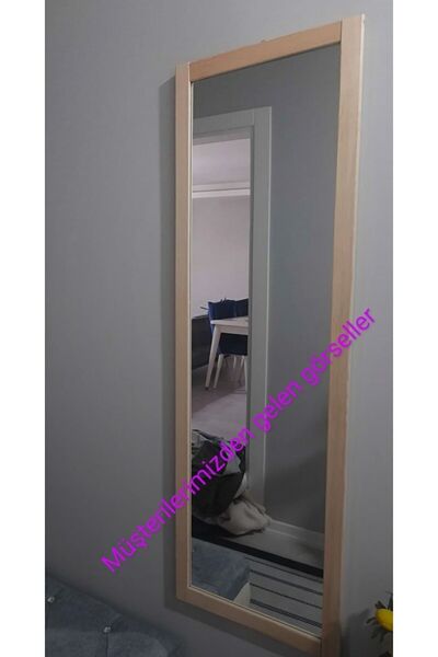 MİRRORSS Beautiful Mirror Ahşap Çerçeve Duvar Hol Antre Ofis Ayna Doğal Ahşap (111 x 36 cm )