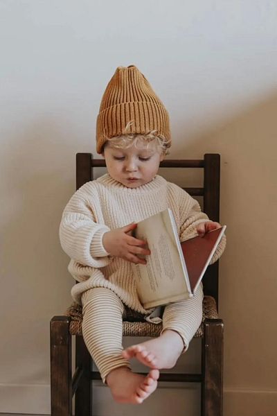 Baby Cais Collection Pulover unisex pentru copii, cu gât crew, tricotaj supradimensionat, 6 luni-5 ani