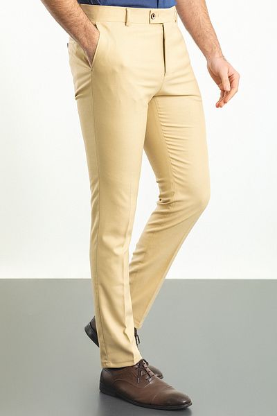 Mcr Patterned Slim Fit Classic Men's Trousers Beige - 38147.23Y