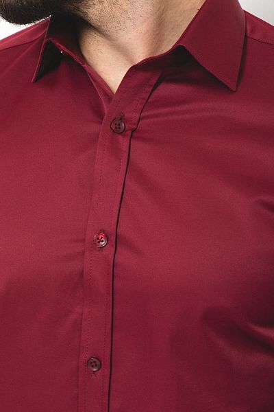Mcr Straight Slim Fit Satin Classic Men's Shirt Claret Red - 37920.19Y