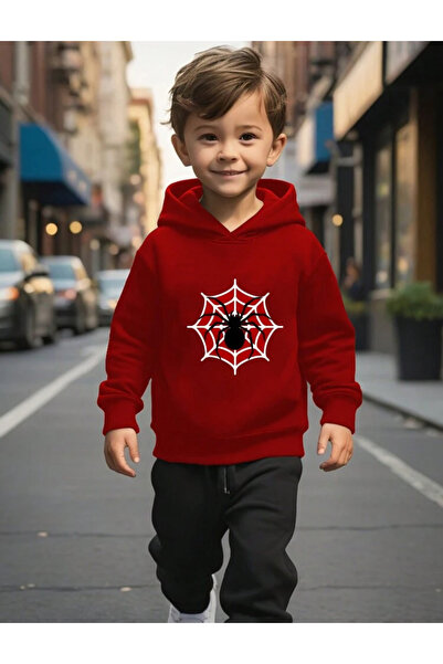 grand coco Ανδρικό αθλητικό κοστούμι με κουκούλα και φούτερ 2 τεμαχίων - Στάμπα με σχέδιο αράχνης