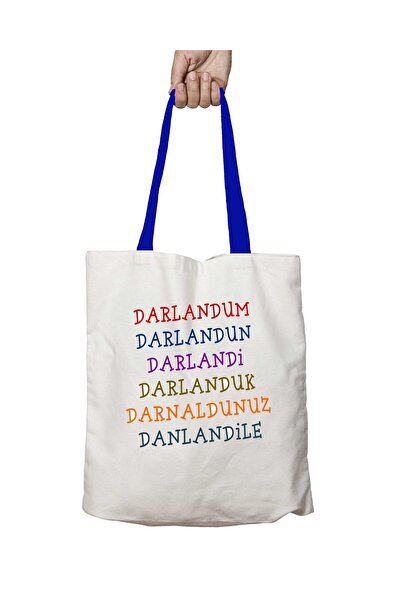 ART HEDİYE حقيبة كتف دارلاندوم دارلاندوك دارلانديل قابلة للغسل بمقبض أزرق