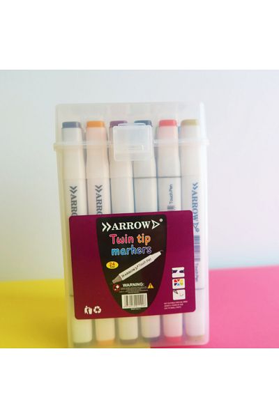 ARROW Twin Tip Markers Boxed 24-Piece Two-Tip Marker Pen