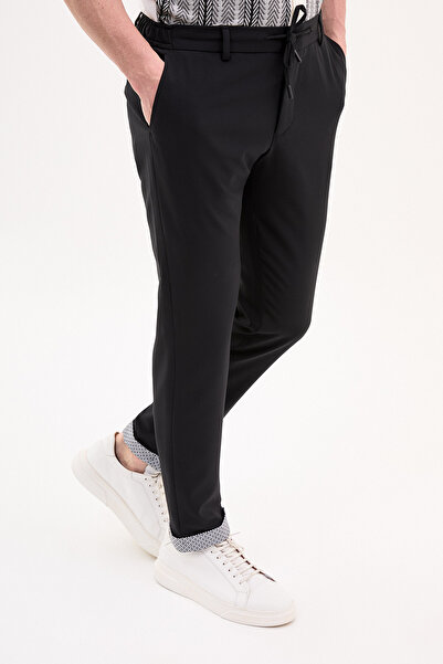 Mcr Прямі чоловічі штани Super Slim Fit з еластичним поясом і шнурком, чорні - 38264.24Y