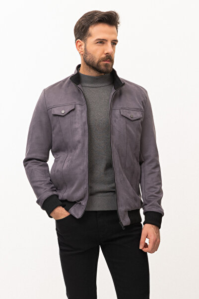 Mcr Прямий Slim Fit Сует чоловічий пальто з коміром-стійкою, колір димчастий ...