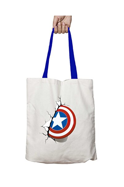 ART HEDİYE حقيبة كتف كابتن أمريكا قابلة للغسل بمقبض أزرق