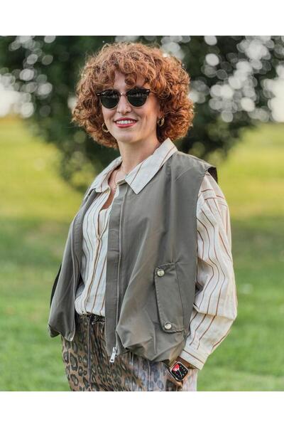 Portakal Esintisi Жіночий жилет із застібкою-блискавкою та кишенями на кнопках