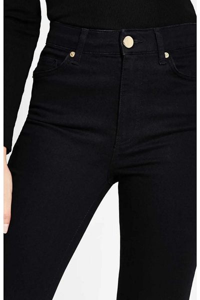 LİMABEL Pantaloni negri din denim din lycra cu talie înaltă pentru femei
