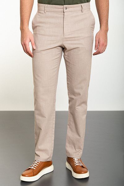 Mcr Patterned Slim Fit Classic Men's Trousers Beige - 38243.24Y