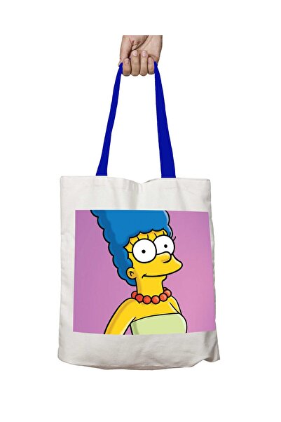 ART HEDİYE حقيبة كتف مارج سيمبسون قابلة للغسل بمقبض أزرق