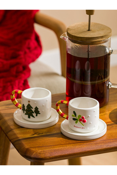 LC Waikiki Yılbaşı Temalı 2 Kişilik Kahve Fincan Takımı 100 ml