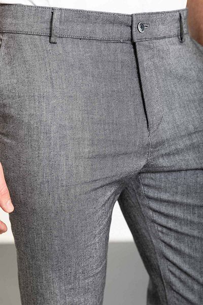 Mcr Ανδρικό παντελόνι με μοτίβο Slim Fit Classic Μαύρο - 38243.24y