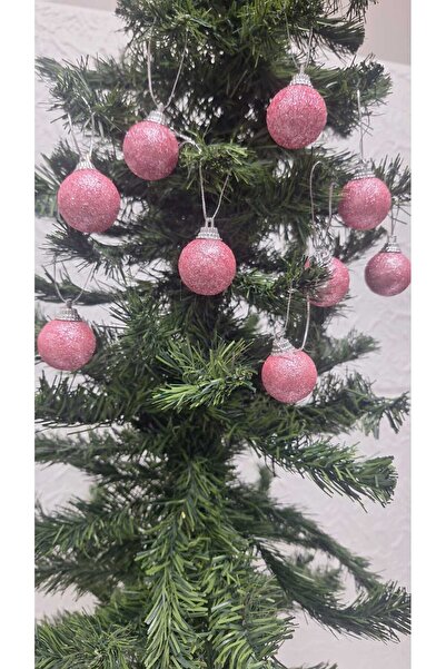asöy Χριστουγεννιάτικο στολίδι για το νέο έτος, γυαλιστερό ροζ χρώμα, χαριτωμένο μπαλάκι 3 εκ. 9 τεμάχια